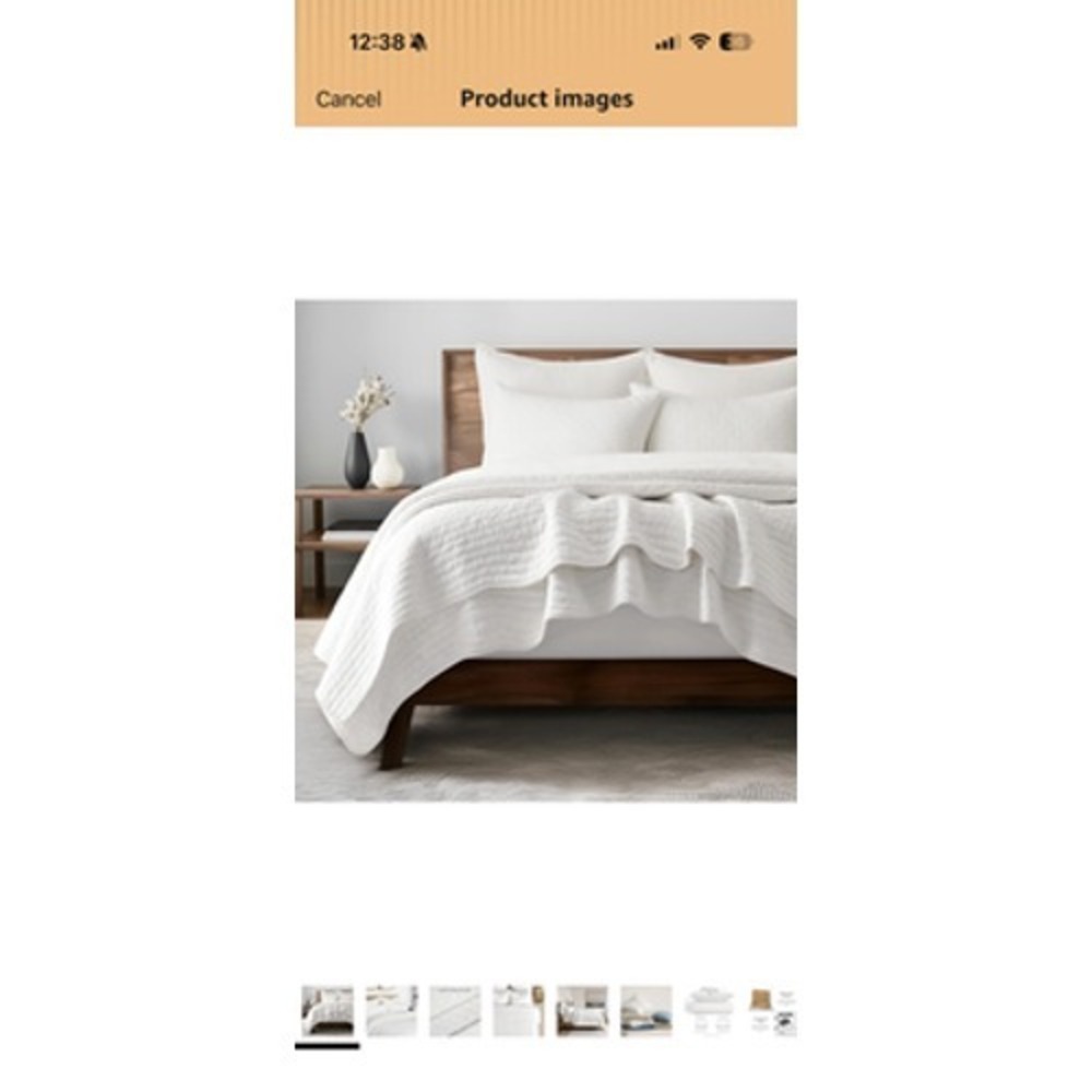 EverGrace Queen Quilt Set 100% Cotton Cross Stitch 3 Piece White Lightweight
